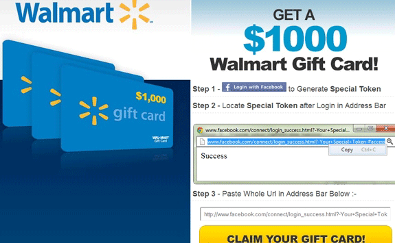 Facebook Scam â€“ Facebook and Walmart Invite you to get a $1000 Gift ...
